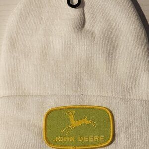 John Deere Patched Knit Cuffed Beanie in White